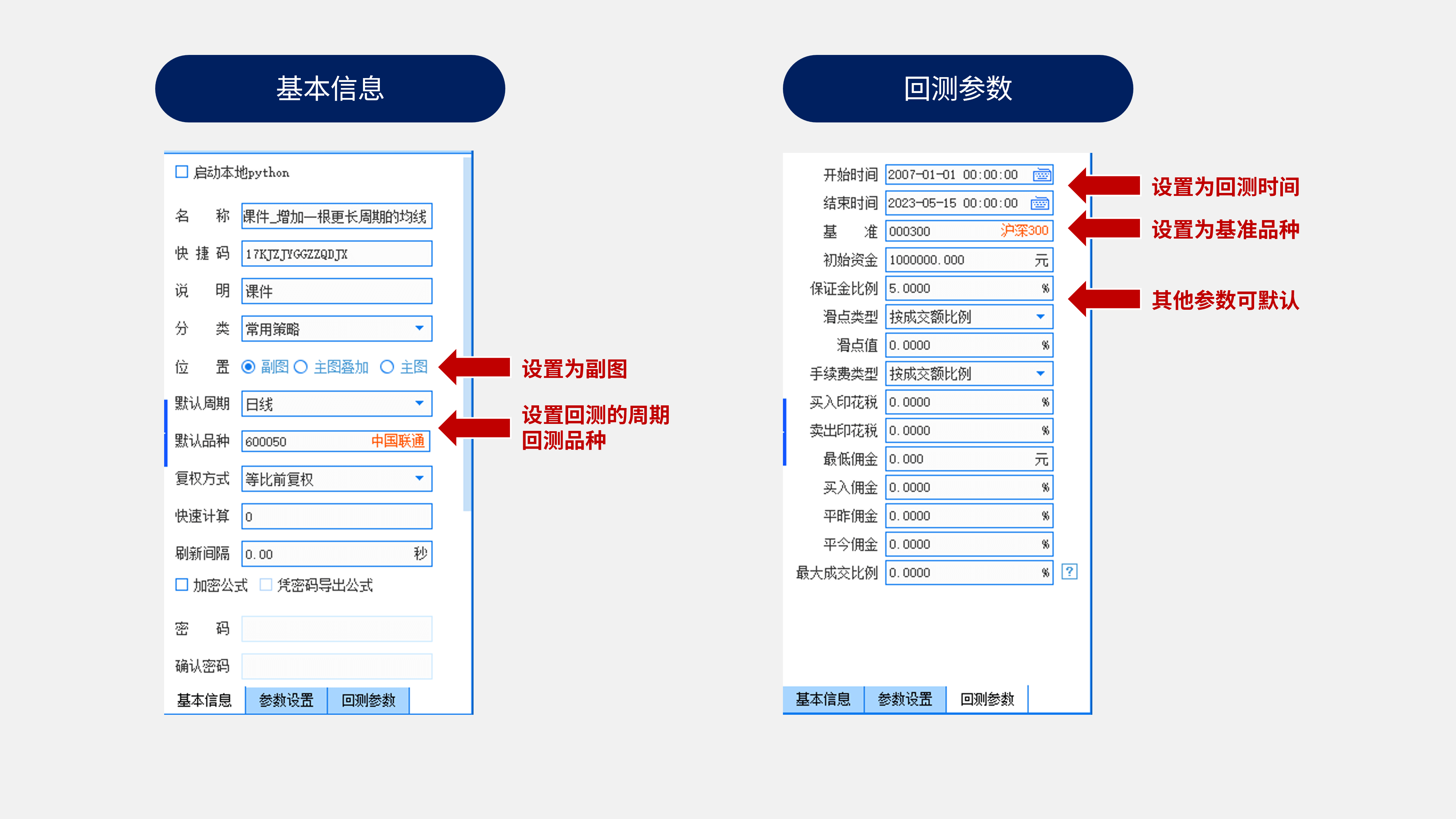内置API 基本信息 回测参数